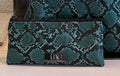 Long Wallet in Green Embossed Snake