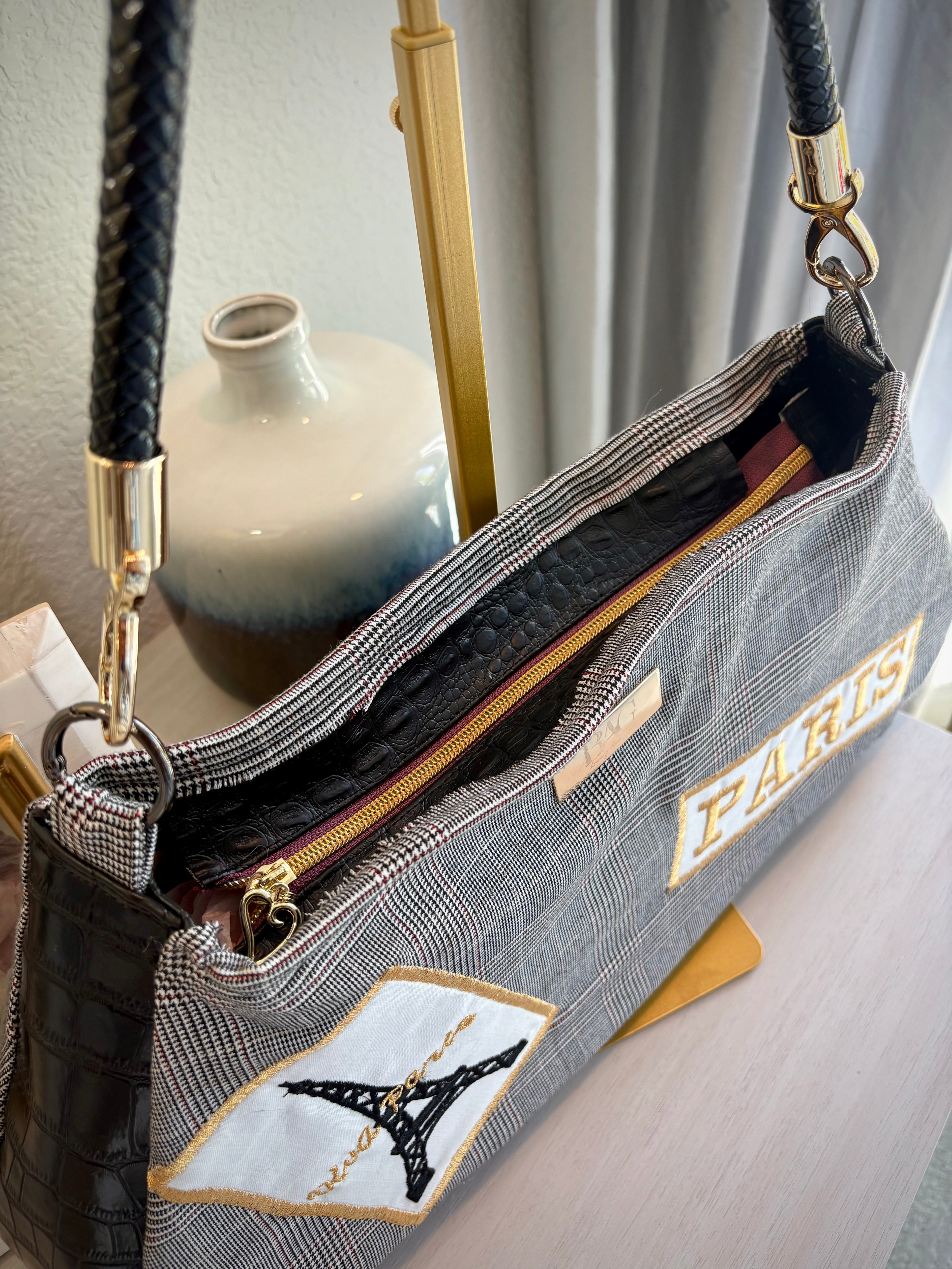 Paris Patchwork Plaid Shoulder Purse