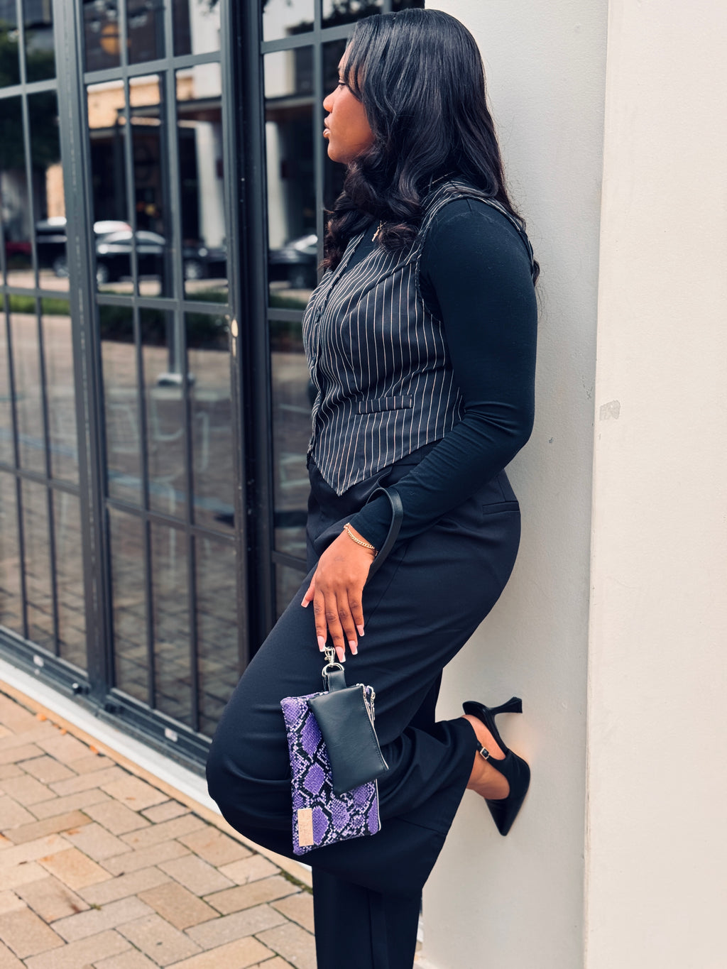 Purple Snake Print Wristlet Duo