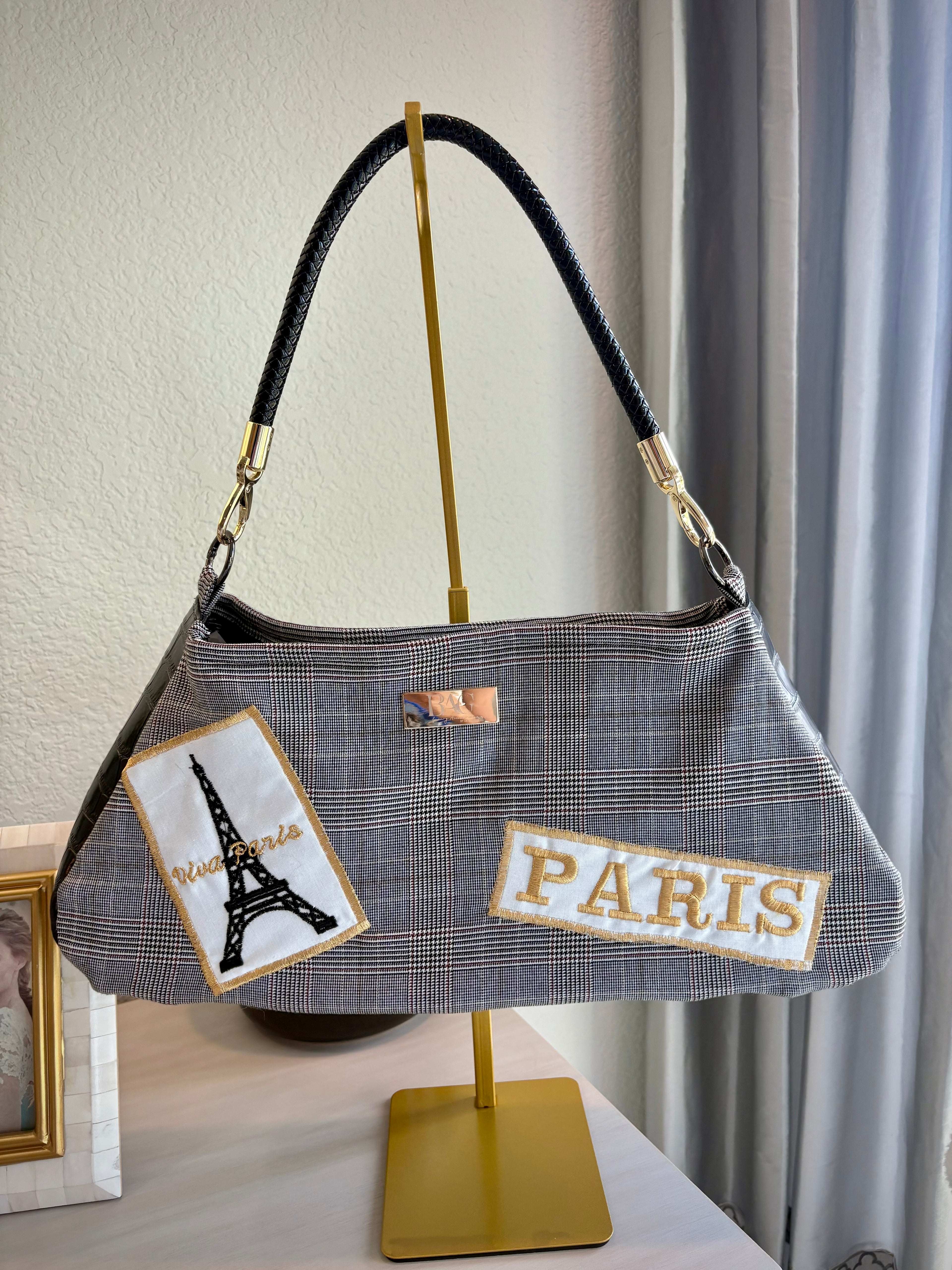 Paris Patchwork Plaid Shoulder Purse