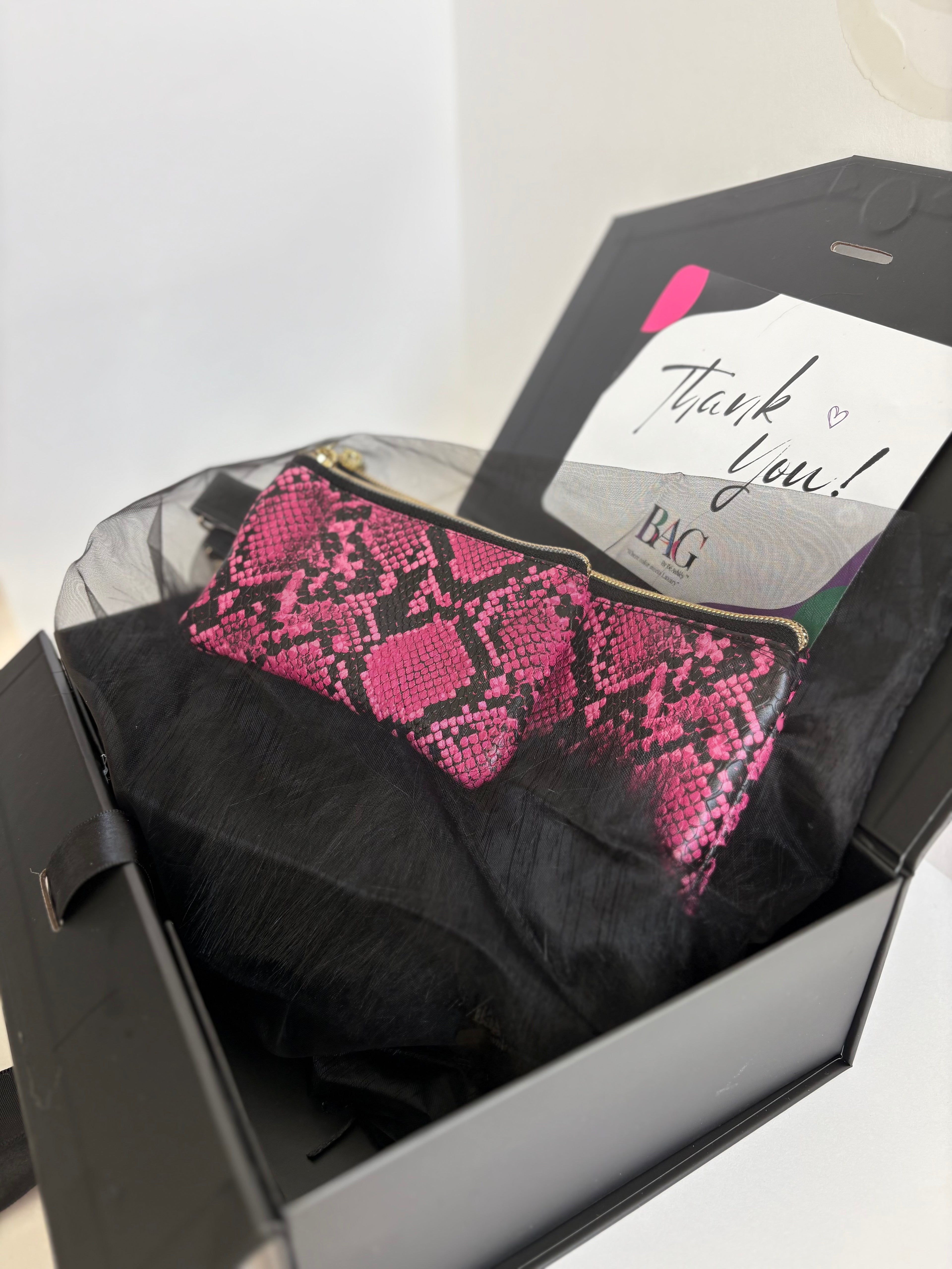 Pink Snake Print Wristlet Duo