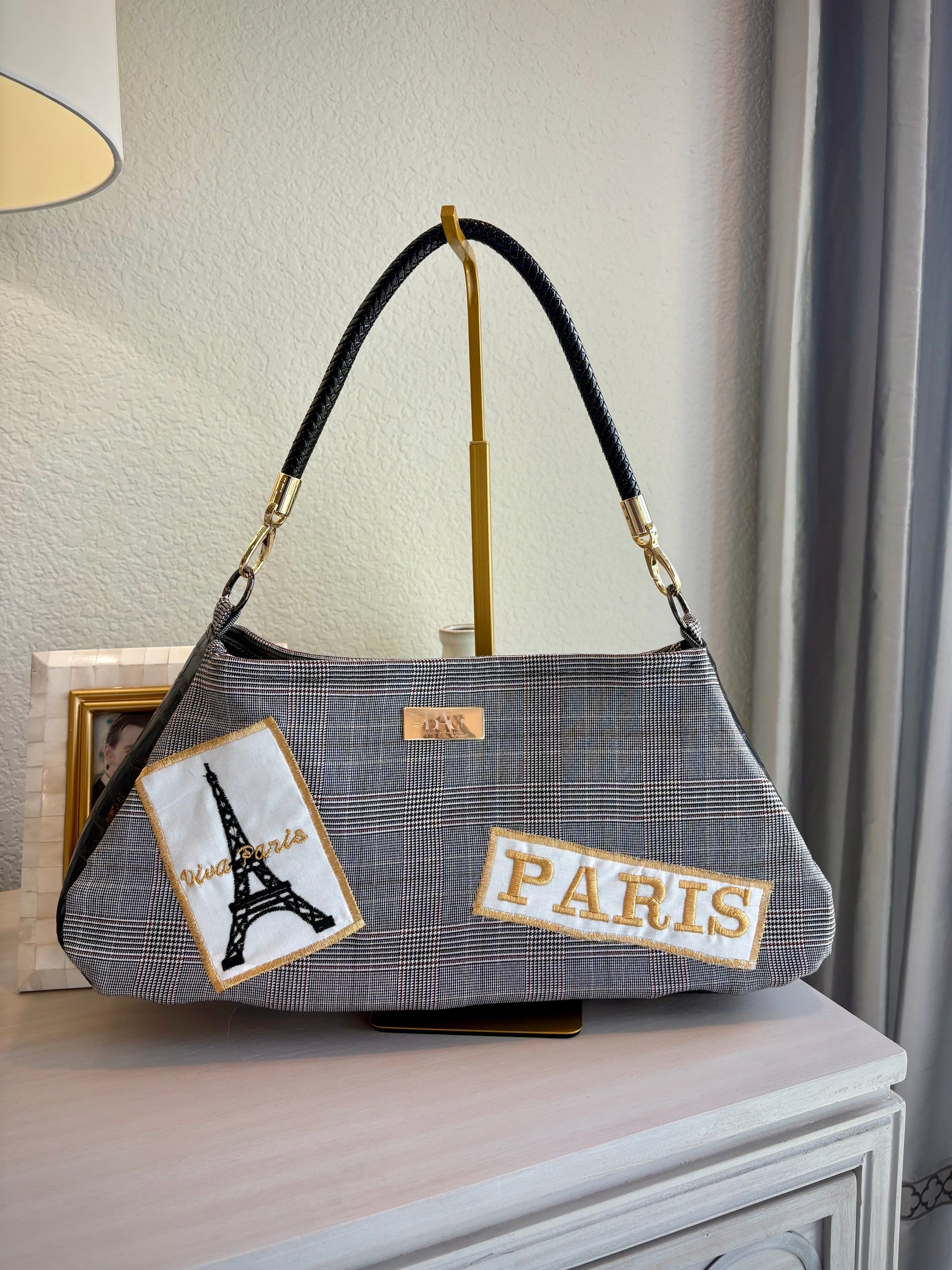 Paris Patchwork Plaid Shoulder Purse