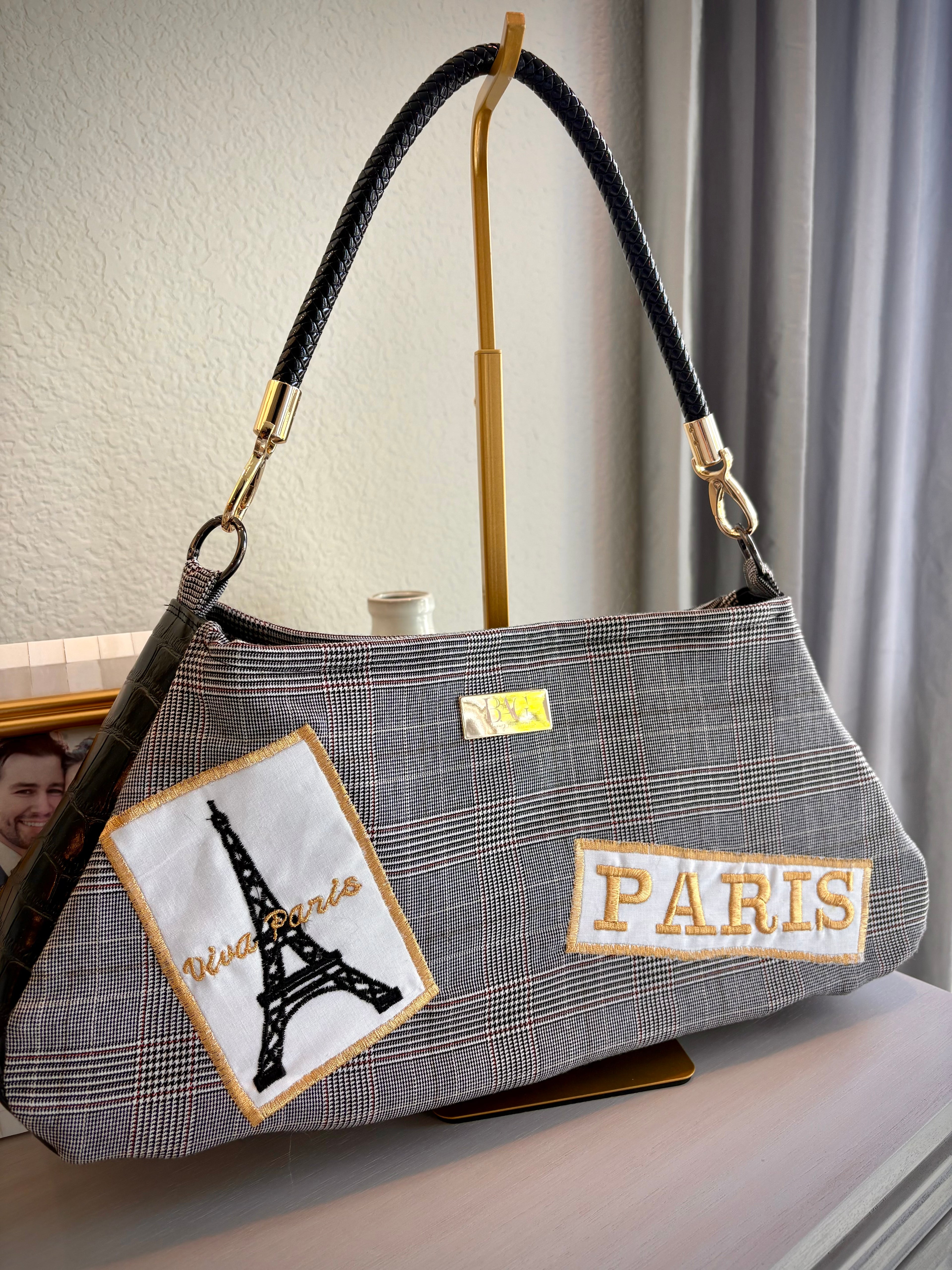 Paris Patchwork Plaid Shoulder Purse