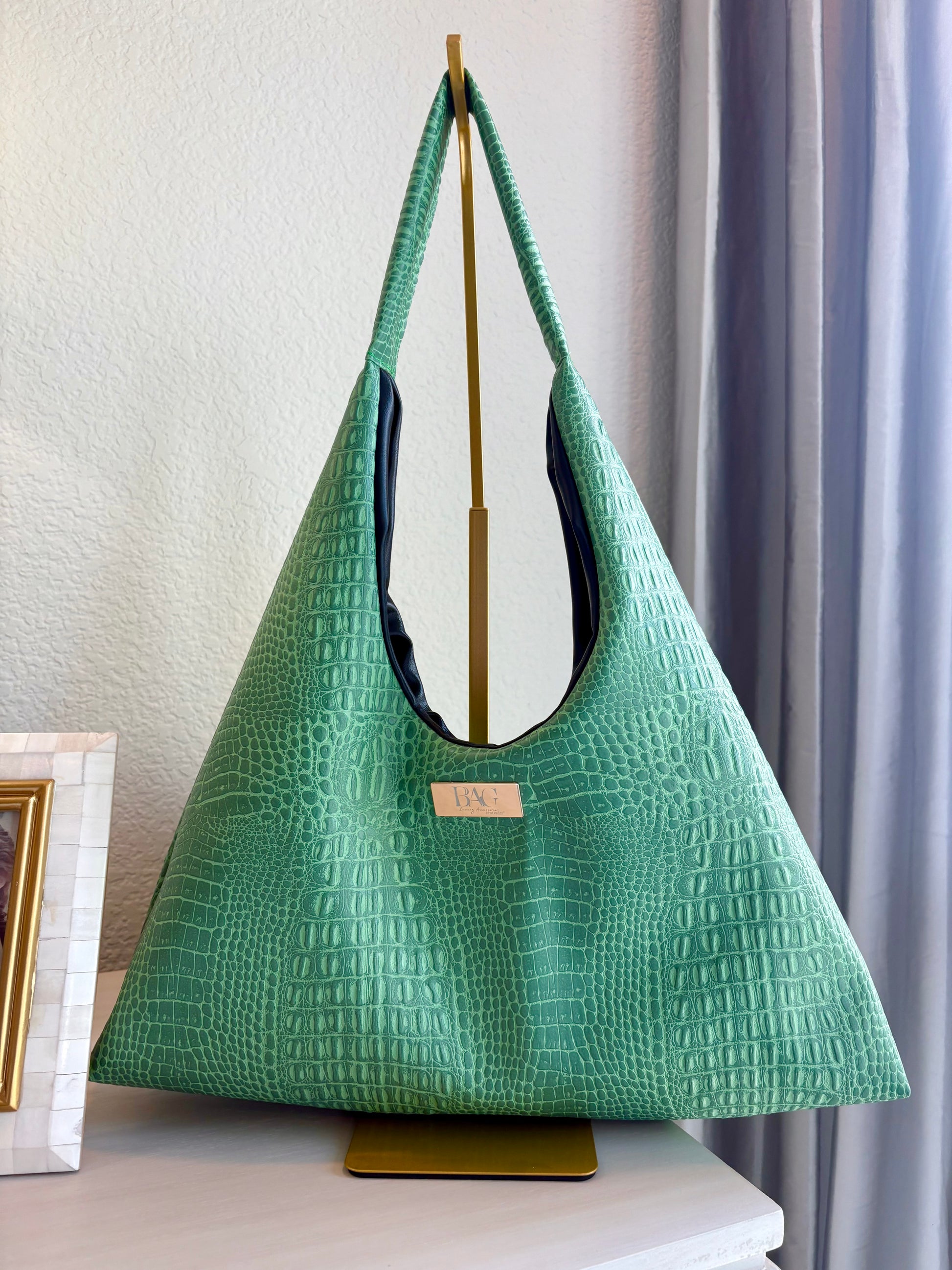 Light Green Croc Hobo