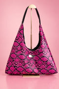 Mia Hobo Bag in Pink Embossed Snake