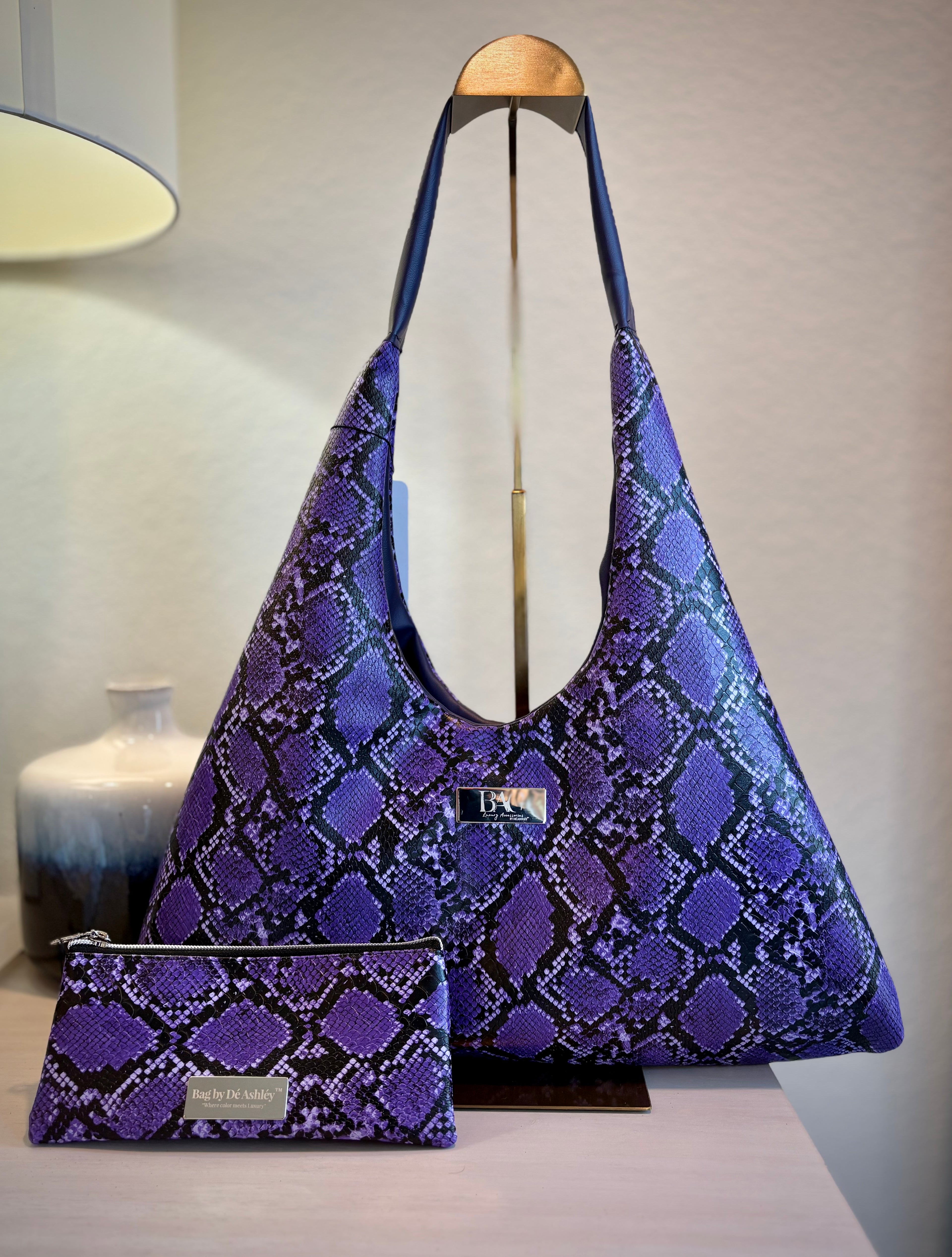 Long Wallet in Purple Embossed Snake