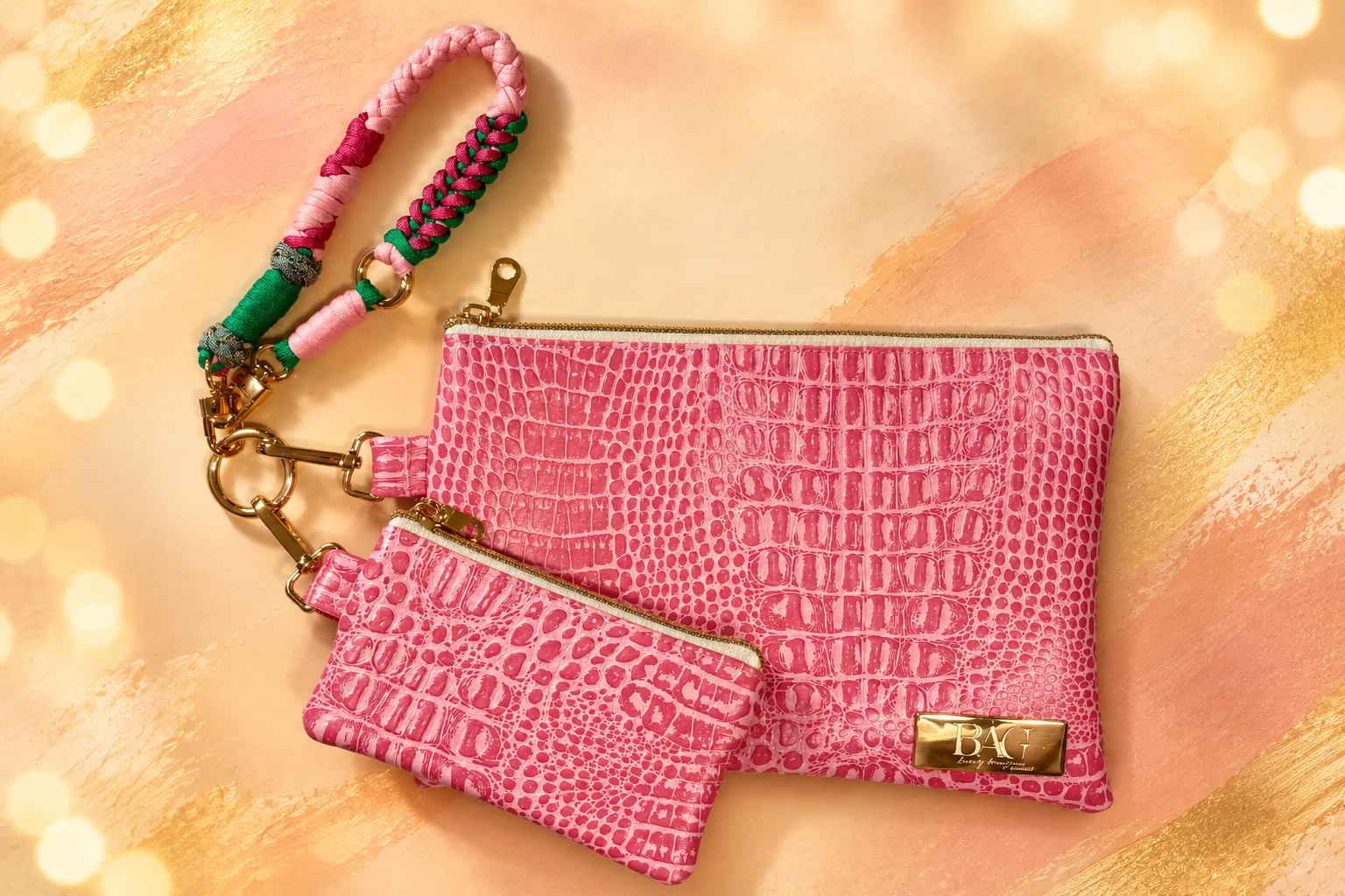 Large Wristlet Duo - Bubble Gum Pink