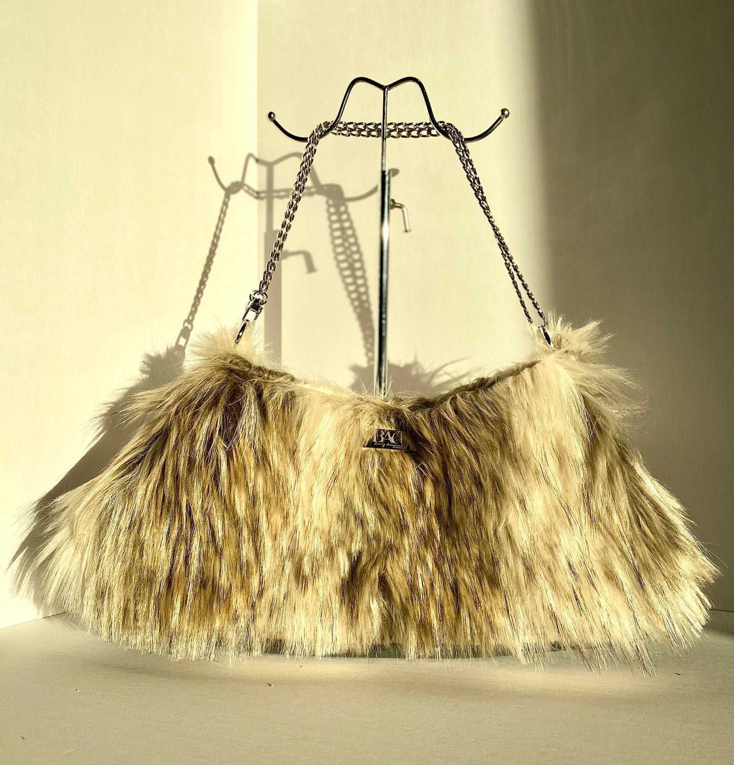 Brown & Beige Faux Fur Convertible Purse