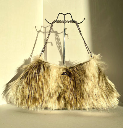 Brown & Beige Faux Fur Convertible Purse