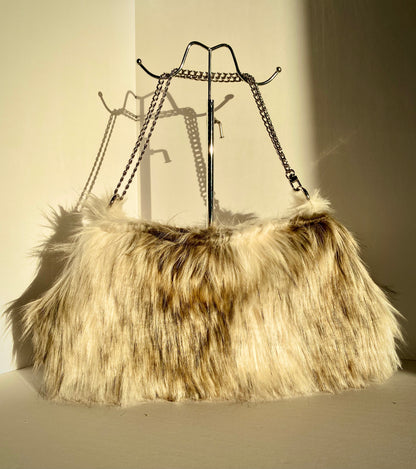 Brown & Beige Faux Fur Convertible Purse