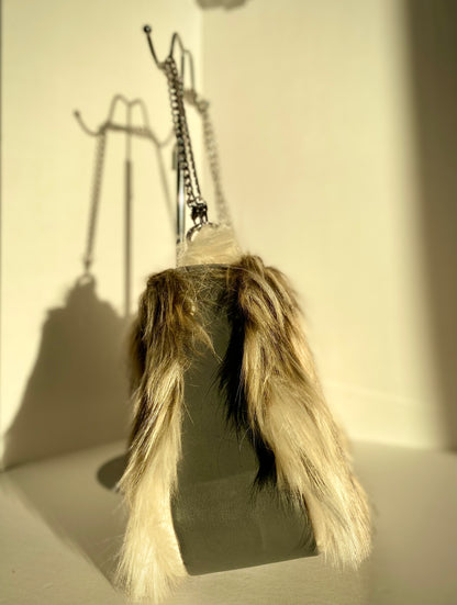 Brown & Beige Faux Fur Convertible Purse