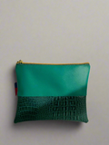 Dark Green Large Faux Croc Makeup Pouch