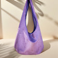 Purple Embossed Croc Hobo