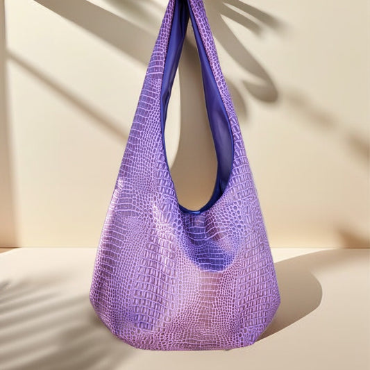 Purple Faux Croc Dé Ashléy Signature Hobo