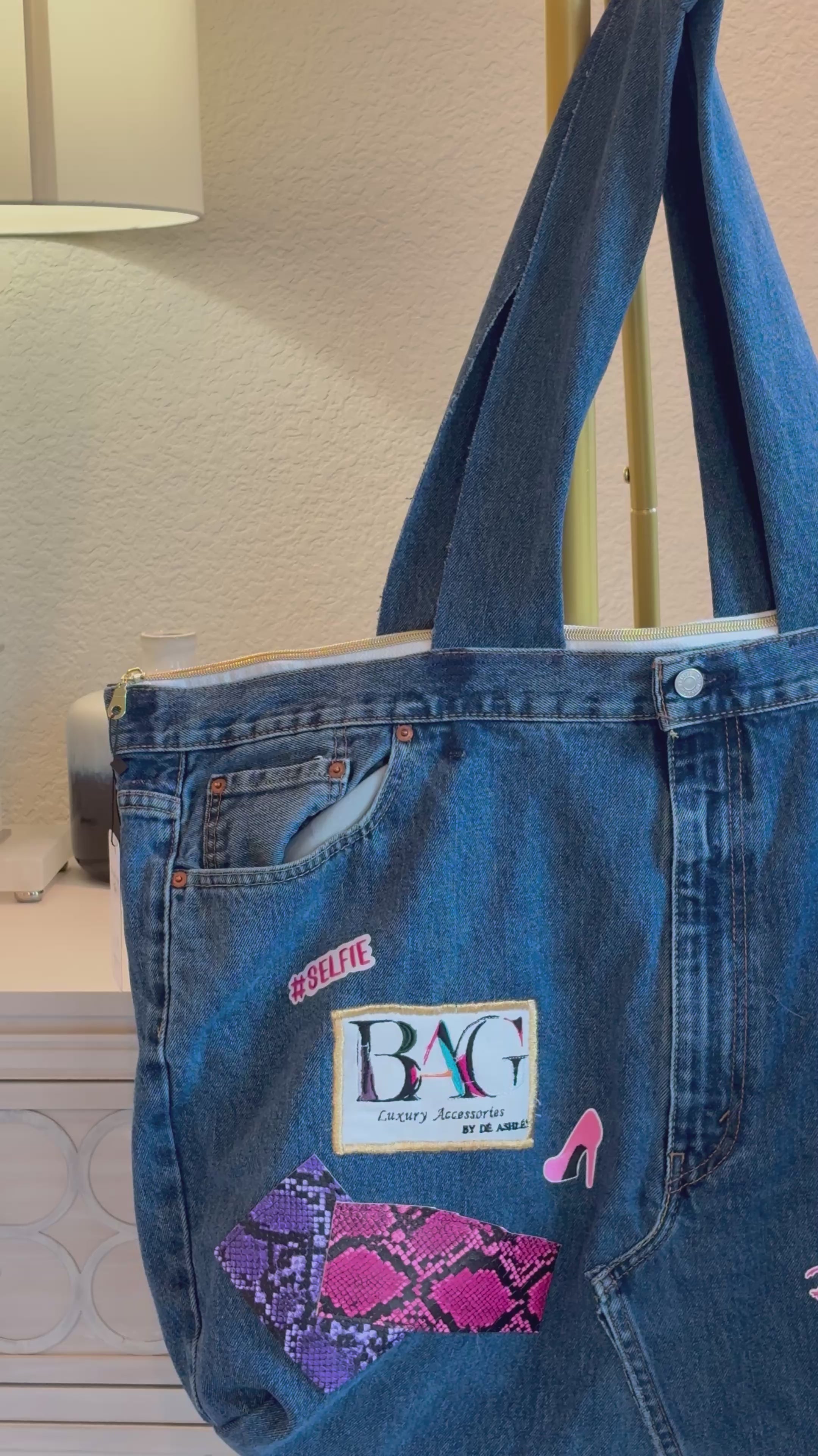 X-Large Denim Tote Bag – Bag by Dé Ashléy