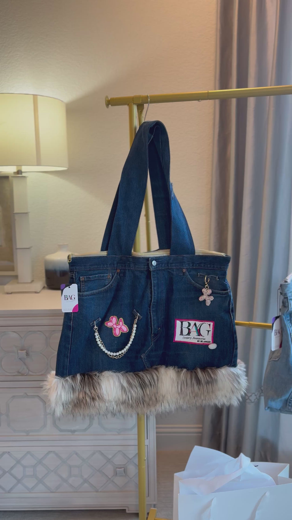 Large Denim Tote Bag