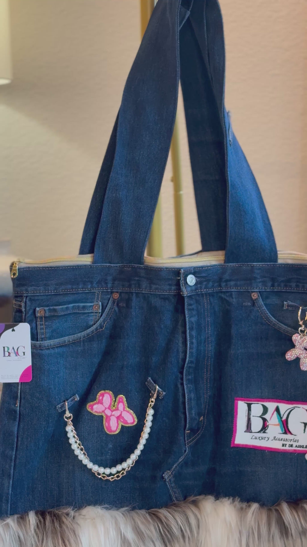Large Denim Tote Bag